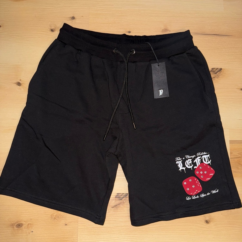 Black Men's Athletic Shorts with Dice Graphic